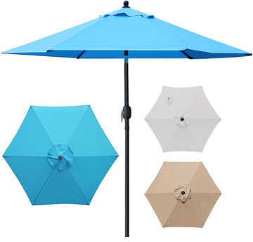 7.5 フィート マーケット アウトドア パティオ アンブレラ プッシュ ボタン チルト & クランク付き ターコイズ